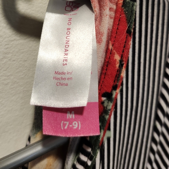 Eccentric Stripe Roses Mini Dress Size Medium No Boundaries Quarter Sleeve - Picture 7 of 7